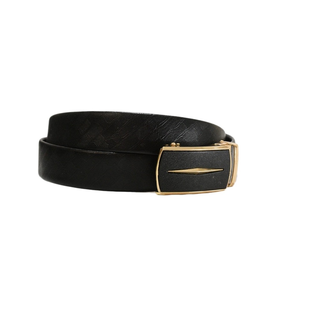 Barry Wang Mens Ratchet Belt Size 2XL Black Textured Leather Gold Tone Buckle